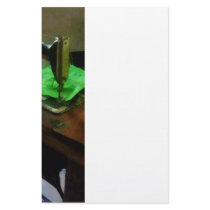 Sewing Machine With Green Cloth Stationery Design