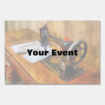 Sewing Machine With Orange Thread Lawn Sign