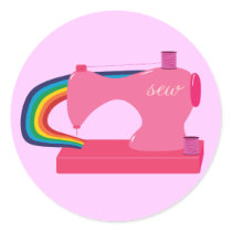 Sewing Rainbows Round Sticker