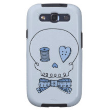 Sewing Skull (Blue Background) Samsung Galaxy S3 Cases