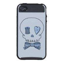 Sewing Skull (Blue Background) Case For iPhone 4