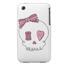 Sewing Skull (Pink) iPhone 3 Cover