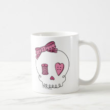 Sewing Skull (Pink) Mugs