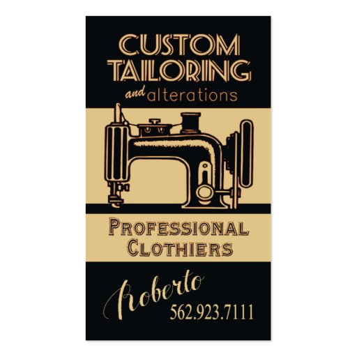 Sewing: Tailor, Dressmaker, Designer, Seamstress Business Card Template (front side)