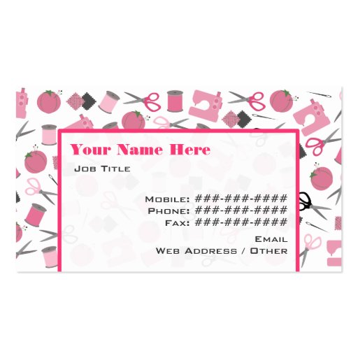 Sewing Themed Business Card (back side)