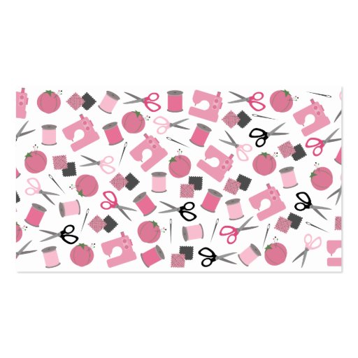Sewing Themed Business Card (Pink) (back side)