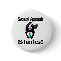 Sexual Assault Stinks Skunk Awareness Design Buttons