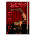 Sexy Adult Female Pole Dancing Valentine's Day Car cards