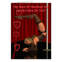 Sexy Adult Female Pole Dancing Valentine's Day Car cards