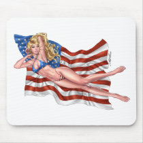 Sexy American Flag Bikini Pinup Girl by Al Rio mousepads by AlRioArt Sexy American Flag Bikini Pinup Girl by Al Rio mousepads