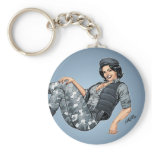 Sexy Army Military Pinup Girl in Camo #4 by Al Rio Keychains