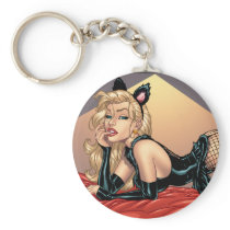 Sexy Bad Kitty with Stockings Pinup Girl by Al Rio Key Chains