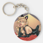 Sexy Bad Kitty with Stockings Pinup Girl by Al Rio Key Chains
