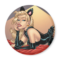 Sexy Bad Kitty with Stockings Pinup Girl by Al Rio Magnet