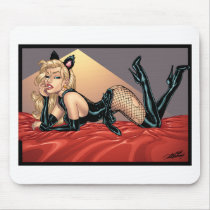 Sexy Bad Kitty with Stockings Pinup Girl by Al Rio Mouse Pad