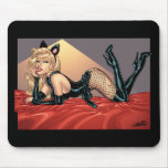 Sexy Bad Kitty with Stockings Pinup Girl by Al Rio Mouse Pad