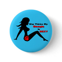 Sexy Beagle Dog Button