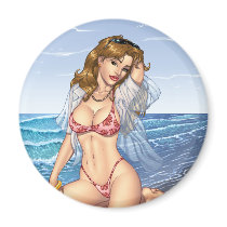 Sexy Bikini Beach Pinup Girl Art by Al Rio magnets