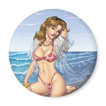 Sexy Bikini Beach Pinup Girl Art by Al Rio magnets by AlRioArt Sexy Bikini Beach Pinup Girl Art by Al Rio magnets