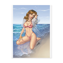 Sexy Bikini Beach Pinup Girl Art by Al Rio postcards by AlRioArt Sexy Bikini Beach Pinup Girl Art by Al Rio postcards