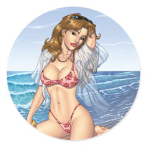 Sexy Bikini Beach Pinup Girl Art by Al Rio stickers