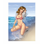 Sexy Bikini Beach Pinup Girl Art by Al Rio T-shirts