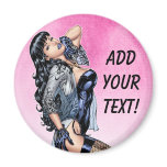 Sexy Black Lingerie Pin-up Girl Art by Al Rio Refrigerator Magnet