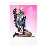 Sexy Black Lingerie Pin-up Girl Art by Al Rio Custom Stationery