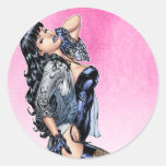 Sexy Black Lingerie Pin-up Girl Art by Al Rio Sticker