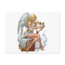 Sexy Blond Angel with Golden Heart Harp by Al Rio postcards by AlRioArt Sexy Blond Angel with Golden Heart Harp by Al Rio postcards