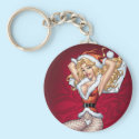 Sexy Blond Christmas Pin-up Customizable by Al Rio keychains