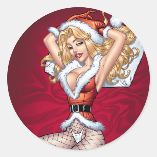 Sexy Blond Christmas Pin-up Customizable by Al Rio Stickers