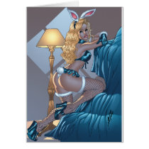 Sexy Blond Lingerie Bunny Pinup Girl by Al Rio Card