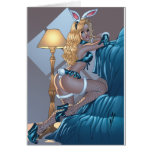 Sexy Blond Lingerie Bunny Pinup Girl by Al Rio Card