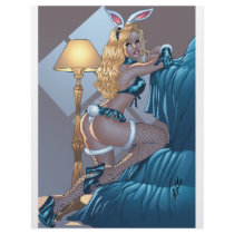Sexy Blond Lingerie Bunny Pinup Girl by Al Rio letterhead