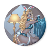 Sexy Blond Lingerie Bunny Pinup Girl by Al Rio Fridge Magnets