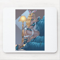 Sexy Blond Lingerie Bunny Pinup Girl by Al Rio Mousepad