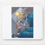 Sexy Blond Lingerie Bunny Pinup Girl by Al Rio Mousepad