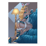 Sexy Blond Lingerie Bunny Pinup Girl by Al Rio Postcards