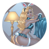 Sexy Blond Lingerie Bunny Pinup Girl by Al Rio Sticker
