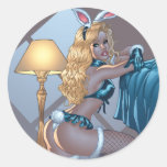 Sexy Blond Lingerie Bunny Pinup Girl by Al Rio Sticker