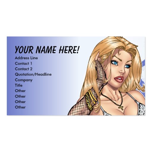 Sexy Blond Lingerie Pinup with Cross by Al Rio Business Card