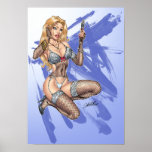 Sexy Blond Lingerie Pinup with Mirror by Al Rio posters