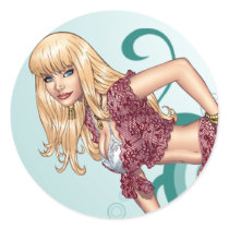 Sexy Blond Pin-up in Red Lingerie by Al Rio Round Stickers