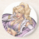 Sexy Blond Pinup in Purple Lingerie by Al Rio Coaster