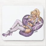 Sexy Blond Pinup in Purple Lingerie by Al Rio Mousepads