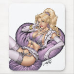 Sexy Blond Pinup in Purple Lingerie by Al Rio Mousepads