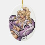 Sexy Blond Pinup in Purple Lingerie by Al Rio Christmas Ornaments