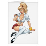 Sexy Blond School Girl Pin-up by Al Rio Greeting Card