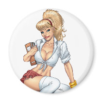 Sexy Blond School Girl Pin-up by Al Rio Refrigerator Magnet